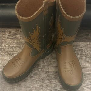Western Chief Brown and Green Kids Rain Boots